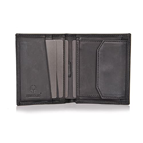 DONBOLSO Slim Wallet Rome - Smart Wallet Echtleder Geldbeutel mit RFID Schutz, Mini Portemonnaie für Damen und Herren, Leder Geldbörse mit 6 Kartenfächern Karten Portemonnaie Damen und Herren, Schwarz von DONBOLSO