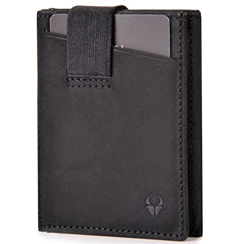 DONBOLSO Wallet 2 - Slim Wallet - Geldbeutel mit RFID Schutz - bis 13 Karten - Mini Portemonnaie für Herren und Damen - Geldbörse - Leder Schwarz von DONBOLSO