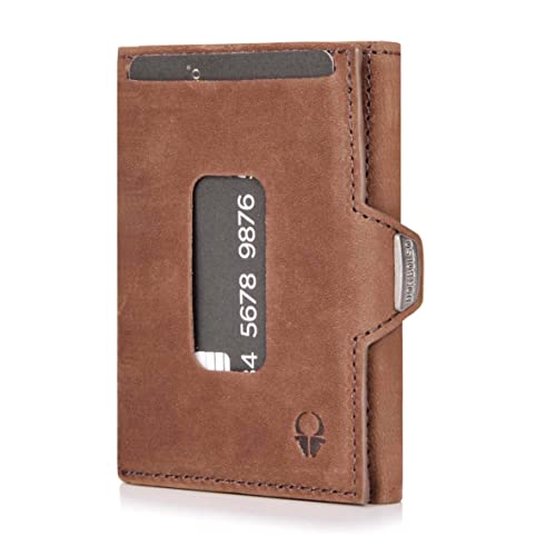 DONBOLSO Wallet XS Kartenetui Herren - EC-Karten- & Slim Wallet mit RFID-Schutz - Leder Geldbörse für Herren & Damen - Mini Portemonnaie (Braun Vintage, ohne Münzfach) von DONBOLSO