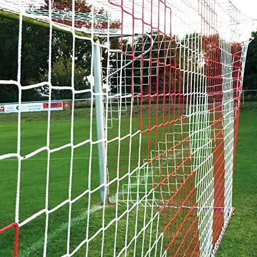 Jugend - Fußballtornetz 5,15 x 2,05 m Tiefe Oben 0,80 / unten 1,50 m, zweifarbig, PP 4 mm ø, rot/weiß von DONET