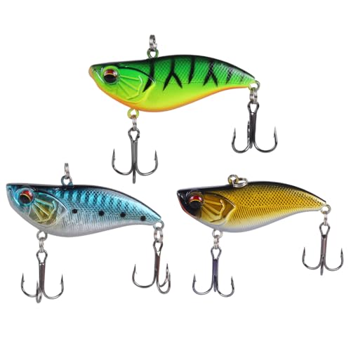 Angelköder, 3 Stuck Lipless Crankbait, Kunstköder mit Rassel-Angelköder für Flache oder Tiefe Angelköder Angelköder, 3 Stuck Lipless Crankbait, Kunstköder mit Rassel-Angelköder für Flache oder Tiefe Angelköder von DONGKER