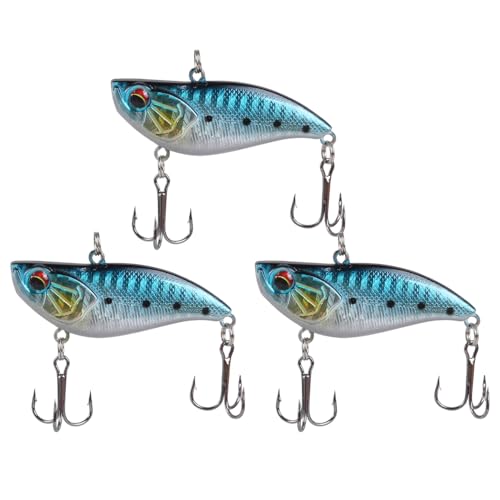 Angelköder, 3 Stuck Lipless Crankbait, Kunstköder mit Rassel-Angelköder für Flache oder Tiefe Angelköder Angelköder, 3 Stuck Lipless Crankbait, Kunstköder mit Rassel-Angelköder für Flache oder Tiefe Angelköder von DONGKER