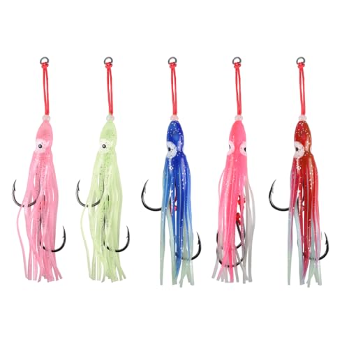Assist Angelkaken Kit, 5 Stück Leuchtende Oktopus Meeresangeln Jigging Köder Haken, Doppel-Assist-Haken Ersatz Angelhaken für Angeln Jigging Kunstköder Haken Assist Angelkaken Kit, 5 Stück Leuchtende Oktopus Meeresangeln Jigging Köder Haken, Doppel-Assist-Haken Ersatz Angelhaken für Angeln Jigging Kunstköder Haken von DONGKER