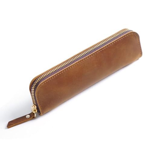 DONGKER Leder Federmappe, Vintage Federmäppchen, Stifte-Etui, Retro Stiftemäppchen mit 4 Stift-Schlaufen und Reißverschluss für Kugelschreiber, Füller, Pinsel etc. DONGKER Leder Federmappe, Vintage Federmäppchen, Stifte-Etui, Retro Stiftemäppchen mit 4 Stift-Schlaufen und Reißverschluss für Kugelschreiber, Füller, Pinsel etc. von DONGKER