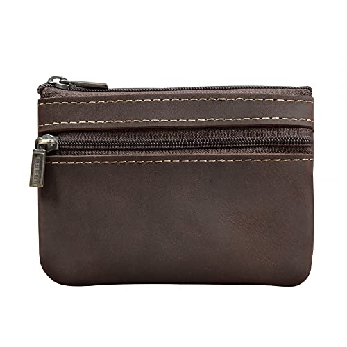 DONGKER Leder Münzbörse, Klein Münzen Geldbörse, Vintage Geldbeutel mit Zwei Fächern und Reißverschluss für Damen Herren und Kinder DONGKER Leder Münzbörse, Klein Münzen Geldbörse, Vintage Geldbeutel mit Zwei Fächern und Reißverschluss für Damen Herren und Kinder von DONGKER