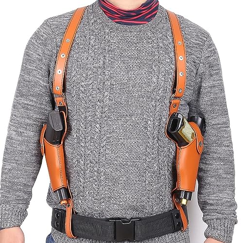 Schulterholster, Doppel Pistolen Schulterholster aus PU-Leder, verdecktes Trageholster verstellbares vertikales Pistolenholster für rechte und Linke Hand Schulterholster, Doppel Pistolen Schulterholster aus PU-Leder, verdecktes Trageholster verstellbares vertikales Pistolenholster für rechte und Linke Hand von DONGKER
