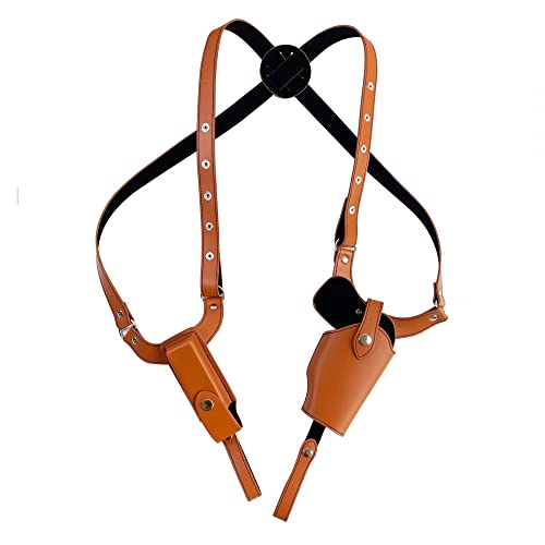 DONGKER Schulterholster, Leder Vertikale Pistolenholster, Verdeckte Pistole Achselholster Gun Holster mit Magazintaschen fur 1911 92 96, G45, G43 DONGKER Schulterholster, Leder Vertikale Pistolenholster, Verdeckte Pistole Achselholster Gun Holster mit Magazintaschen fur 1911 92 96, G45, G43 von DONGKER