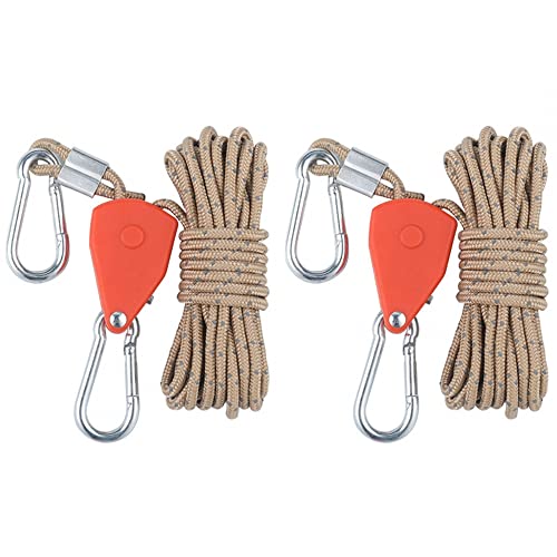 DONGKER Seil Ratsche mit Haken, 2 Stück 4mm x 4M Reflektierend Abspannseile Seil mit Seilspanner, 194kg Tragkraft, Abspannleine Zeltschnur für Zelt Zeltplane Sonnensegel Camping von DONGKER