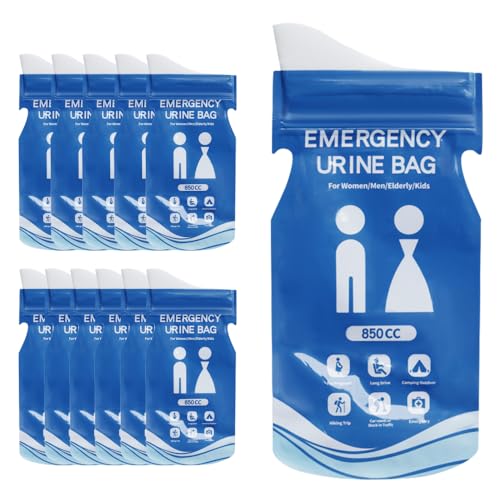 DONGKER Urinbeutel, 12 Stück 850ml Tragbare Natursekt Beutel, Reise-Urinal Erbrochenes Beutel mit Griff für Männer, Frauen, Schwangere, Patienten, Reisen, Auto, Camping, Wandern von DONGKER