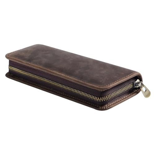 DONGKER Vintage Stiftetui, Echt Leder Schlamppermäppchen, Große Kapazität Rindleder Mäppchen Stifteetui Case mit Reißverschluss für Schule, Arbeit, Büro DONGKER Vintage Stiftetui, Echt Leder Schlamppermäppchen, Große Kapazität Rindleder Mäppchen Stifteetui Case mit Reißverschluss für Schule, Arbeit, Büro von DONGKER