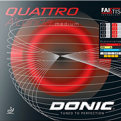 DONIC Belag Quattro Aconda MEDIUM, rot, 2,0 mm DONIC Belag Quattro Aconda MEDIUM, rot, 2,0 mm von DONIC