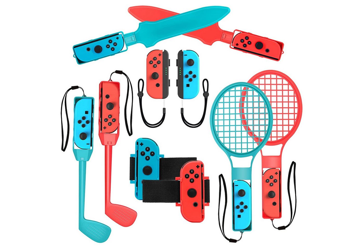 DOPWii 10-in-1 Switch Spiele Zubehör Sets für Kinder Nintendo Switch Sports Controller (für Somatosensorische Übung von Switch Sports) von DOPWii