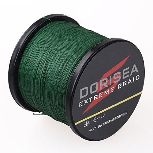 DORISEA Extreme Braid Angelschnur, 100 % PE, geflochten, 2,7–250 kg, 100 m, abriebfest, unglaubliche Superline Zero Stretch (Moosgrün, 2,5 mm (16 Stränge)) von Dorisea