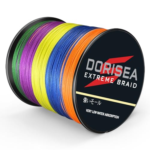 DORISEA Extreme Braid geflochtene Angelschnur, 100 % PE, 300 m, 2,7–136 kg getestet, mehrfarbig, 36,3 kg/0,48 mm von Dorisea