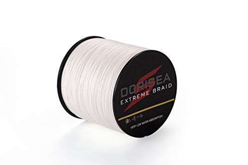 DORISEA Extreme Braid geflochtene Angelschnur, 100 % PE, 300 m, 2,7–250 kg getestet, abriebfest, unglaubliche Superline, kein Dehnen, kleiner Durchmesser, Weiß, 18,1 kg/0,32 mm von Dorisea