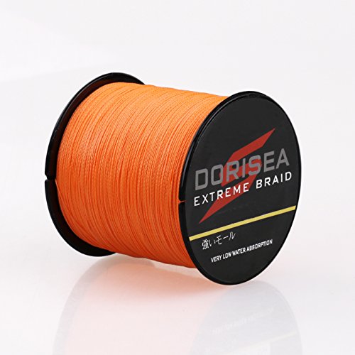 DORISEA Extreme Braid geflochtene Angelschnur, 8 Stränge, 100 % PE, 300 m, 2,7–136 kg getestet, Orange, 113,4 kg/0,8 mm von Dorisea