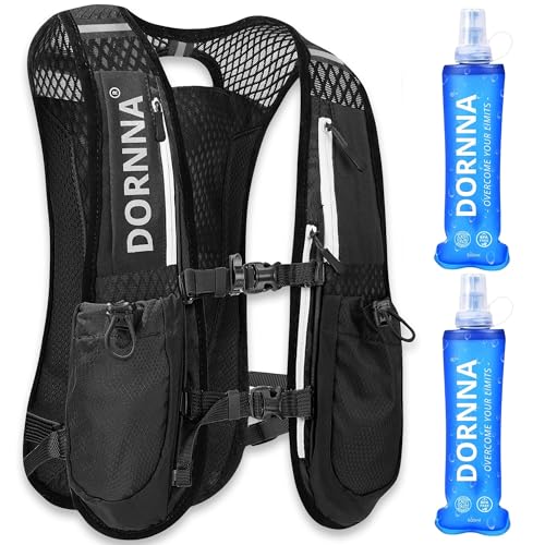 DORNNA - Laufweste Damen und Herren mit 2 Trinkflasche 500 ml, Running Vest Einheitsgröße, Laufrucksack Herren, Trinkrucksack Laufen. von DORNNA