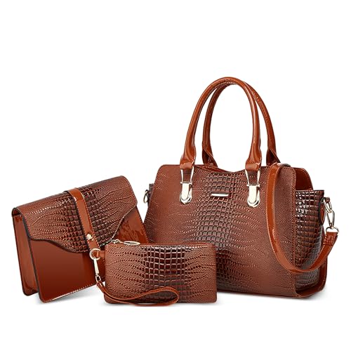 DORRISO 3 Teiliges Set Elegant Handtaschen Damen Mode Umhängetasche Geldbörse Einfach Anti-Dieb Leichtgewicht Damen Schultertasche für Reisen Büro Ernennung Urlaub Einkaufen PU Leder Braun A DORRISO 3 Teiliges Set Elegant Handtaschen Damen Mode Umhängetasche Geldbörse Einfach Anti-Dieb Leichtgewicht Damen Schultertasche für Reisen Büro Ernennung Urlaub Einkaufen PU Leder Braun A von DORRISO
