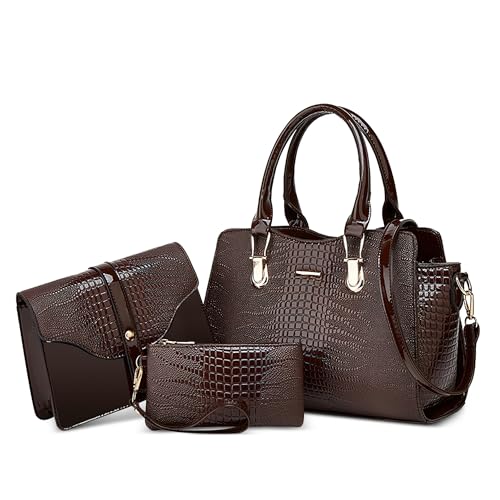 DORRISO 3 Teiliges Set Elegant Handtaschen Damen Mode Umhängetasche Geldbörse Einfach Anti-Dieb Leichtgewicht Damen Schultertasche für Reisen Büro Ernennung Urlaub Einkaufen PU Leder Braun B DORRISO 3 Teiliges Set Elegant Handtaschen Damen Mode Umhängetasche Geldbörse Einfach Anti-Dieb Leichtgewicht Damen Schultertasche für Reisen Büro Ernennung Urlaub Einkaufen PU Leder Braun B von DORRISO