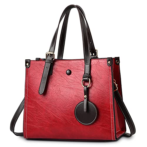 DORRISO Damen Handtasche Große Kapazität Umhängetasche Abnehmbarem Schulterriemen Mode Ornamente Casual Elegantes Top Griff Design Tasche für Frauen Rot DORRISO Damen Handtasche Große Kapazität Umhängetasche Abnehmbarem Schulterriemen Mode Ornamente Casual Elegantes Top Griff Design Tasche für Frauen Rot von DORRISO