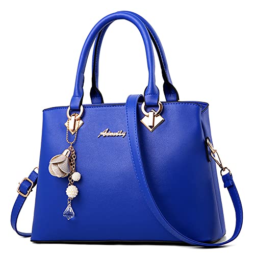 DORRISO Damen Handtasche Mode Hängende Glocken Umhängetasche Abnehmbarem Schulterriemen Casual Elegantes Top Griff Design Tasche für Frauen Blau DORRISO Damen Handtasche Mode Hängende Glocken Umhängetasche Abnehmbarem Schulterriemen Casual Elegantes Top Griff Design Tasche für Frauen Blau von DORRISO