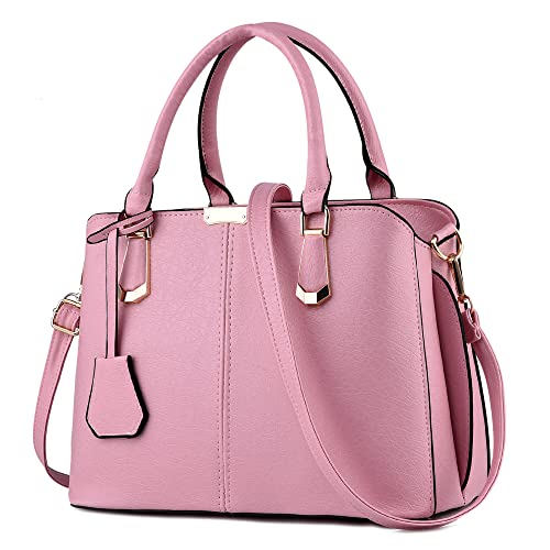 DORRISO Damen Handtasche Mode Ornamente Große Kapazität Umhängetasche Abnehmbarem Schulterriemen Casual Elegantes Top Griff Design Tasche für Frauen Rosa DORRISO Damen Handtasche Mode Ornamente Große Kapazität Umhängetasche Abnehmbarem Schulterriemen Casual Elegantes Top Griff Design Tasche für Frauen Rosa von DORRISO