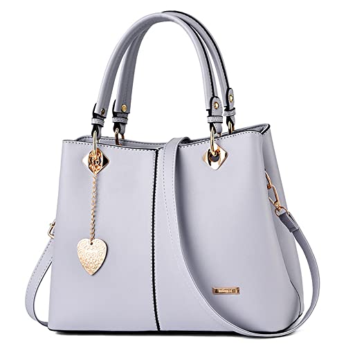 DORRISO Damen Handtasche Mode Ornamente Umhängetasche Abnehmbarem Schulterriemen Reise Casual Elegantes Handtasche Frauen PU Leder Top Griff Tasche Grau DORRISO Damen Handtasche Mode Ornamente Umhängetasche Abnehmbarem Schulterriemen Reise Casual Elegantes Handtasche Frauen PU Leder Top Griff Tasche Grau von DORRISO