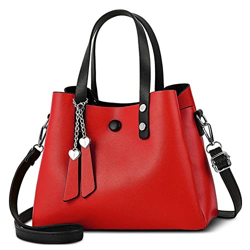 DORRISO Damen Handtasche Mode Ornamente Umhängetasche Abnehmbarem Schulterriemen Reisen Casual Elegantes Top Griff Design Tasche für Frauenrot DORRISO Damen Handtasche Mode Ornamente Umhängetasche Abnehmbarem Schulterriemen Reisen Casual Elegantes Top Griff Design Tasche für Frauenrot von DORRISO