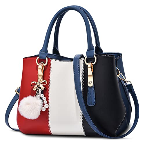 DORRISO Damen Handtasche Mode Pompons Anhänger Umhängetasche Elegantes Casual Reise Handtasche Frauen Tote Henkeltasche Top-Griff Citytasche Rot DORRISO Damen Handtasche Mode Pompons Anhänger Umhängetasche Elegantes Casual Reise Handtasche Frauen Tote Henkeltasche Top-Griff Citytasche Rot von DORRISO