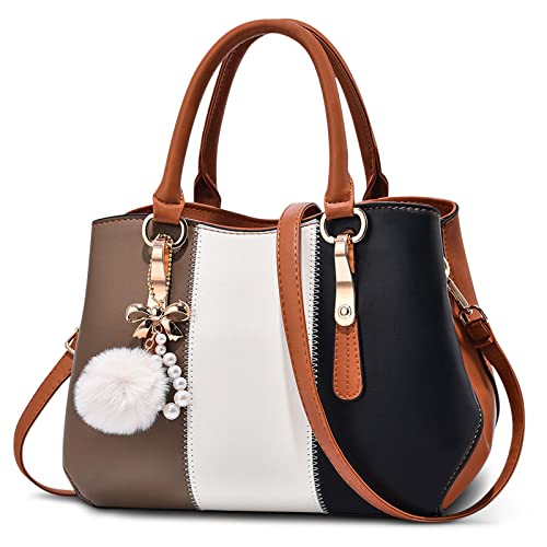 DORRISO Damen Handtasche Mode Pompons Anhänger Umhängetasche Elegantes Casual Reise Handtasche Frauen Tote Henkeltasche Top-Griff Citytasche Schwarz DORRISO Damen Handtasche Mode Pompons Anhänger Umhängetasche Elegantes Casual Reise Handtasche Frauen Tote Henkeltasche Top-Griff Citytasche Schwarz von DORRISO