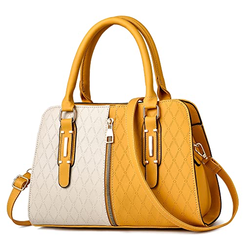 DORRISO Damen Handtasche Mode Umhängetasche Reisen Casual Schultertasche PU Leder Elegantes Top Griff Design Handtasche für Frauen Gelb DORRISO Damen Handtasche Mode Umhängetasche Reisen Casual Schultertasche PU Leder Elegantes Top Griff Design Handtasche für Frauen Gelb von DORRISO