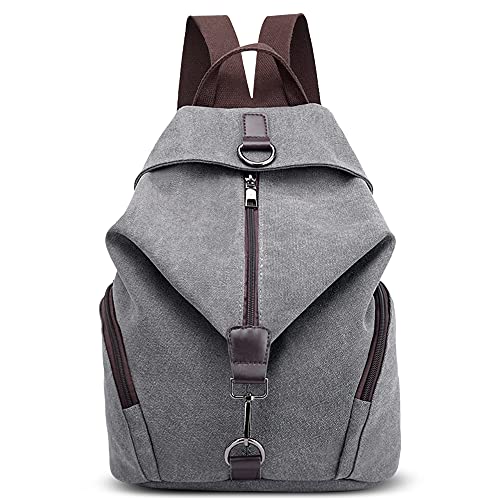 DORRISO Damen Leinwand Rucksack Frauen Canvas Tasche Vintage Rucksäcke Umhängentasche Große Kapazität Reisetasche Schultasche für Reise Outdoor Schule Rucksack Grau B DORRISO Damen Leinwand Rucksack Frauen Canvas Tasche Vintage Rucksäcke Umhängentasche Große Kapazität Reisetasche Schultasche für Reise Outdoor Schule Rucksack Grau B von DORRISO