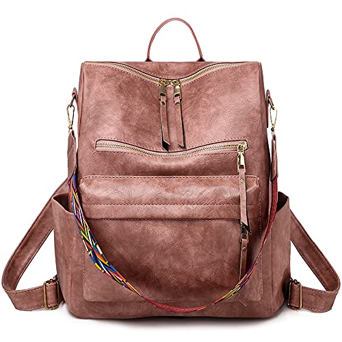 DORRISO Damen Rucksack Frauen PU Leder Rucksäcke Anti-Diebstahl Rucksäcke Umhängentasche Große Kapazität Reisetasche Schultasche für Reise Outdoor Rucksack Rosa DORRISO Damen Rucksack Frauen PU Leder Rucksäcke Anti-Diebstahl Rucksäcke Umhängentasche Große Kapazität Reisetasche Schultasche für Reise Outdoor Rucksack Rosa von DORRISO