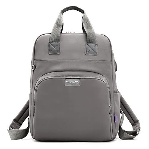 DORRISO Damen Rucksäcke Mode Tagesrucksäcke USB Port Design Schulranzen Leicht Schultertaschen Reise Schulter Tasche Tourismus Beiläufig Outdoor Frauen Rucksack für 15,6 Zoll Notebook Grau von DORRISO