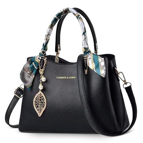 DORRISO Elegant Damen Handtasche Große Kapazität Schultertasche mit Einzigartigem Anhänger Umhängetasche Tasche Tote für Wandern Urlaub Einkaufen Reise PU Leder Damen Kuriertaschen Schwarz DORRISO Elegant Damen Handtasche Große Kapazität Schultertasche mit Einzigartigem Anhänger Umhängetasche Tasche Tote für Wandern Urlaub Einkaufen Reise PU Leder Damen Kuriertaschen Schwarz von DORRISO