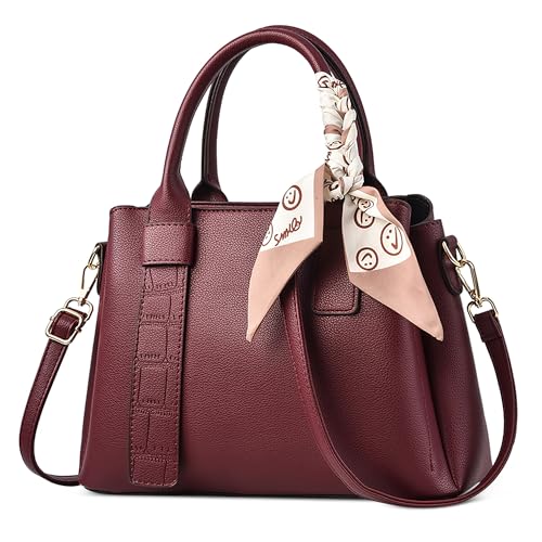 DORRISO Elegant Damen Handtasche Mode Henkeltasche mit Schick Weich Süß Seidentuch Klassische Umhängetasche für Urlaub Business Nachmittagstee Einkaufen Reise PU Leder Damen Kuriertaschen Rot DORRISO Elegant Damen Handtasche Mode Henkeltasche mit Schick Weich Süß Seidentuch Klassische Umhängetasche für Urlaub Business Nachmittagstee Einkaufen Reise PU Leder Damen Kuriertaschen Rot von DORRISO