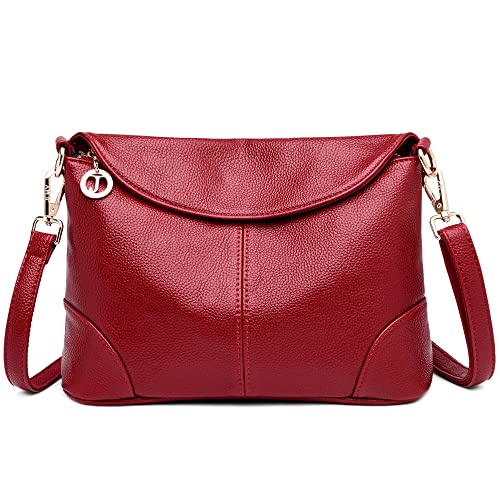 DORRISO Elegant Damen Umhängetasche Frauen Handtasche Schultertasche Casual Umhängetaschen Damen Reise PU Leder Tragbare Umhängetasche Rot DORRISO Elegant Damen Umhängetasche Frauen Handtasche Schultertasche Casual Umhängetaschen Damen Reise PU Leder Tragbare Umhängetasche Rot von DORRISO