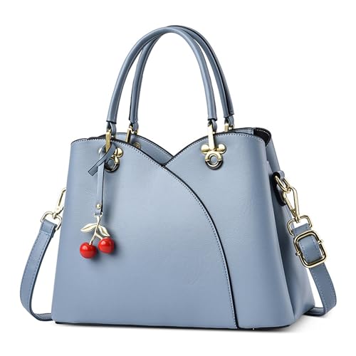 DORRISO Elegante Damen Handtasche PU Leder Mode Henkeltasche mit Schickem Kirsch-Anhänger Schultertasche für Reise Urlaub Business Lässig Nachmittagstee Einkaufen Damen Tasche Tote Bag Blau DORRISO Elegante Damen Handtasche PU Leder Mode Henkeltasche mit Schickem Kirsch-Anhänger Schultertasche für Reise Urlaub Business Lässig Nachmittagstee Einkaufen Damen Tasche Tote Bag Blau von DORRISO