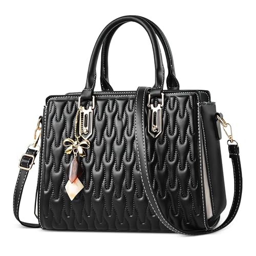 DORRISO Elegante Damen Handtaschen Henkeltaschen Anti-Dieb Mittel Groß Damen Umhängetasche Sicher Leicht Reisen Urlaub Einkaufen Party Büro Wasserdicht PU Leder Schwarz von DORRISO