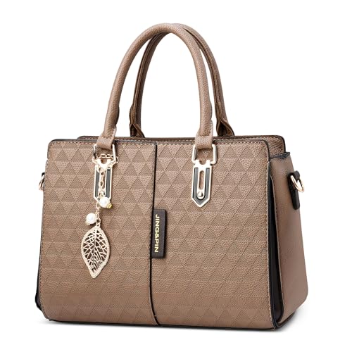 DORRISO Elegante Einfach Damen Handtaschen Henkeltaschen Anti-Dieb Mittel Groß Umhängetasche mit Anhänger Reisen Urlaub Einkaufen Party Büro Wasserdicht PU Leder Braun DORRISO Elegante Einfach Damen Handtaschen Henkeltaschen Anti-Dieb Mittel Groß Umhängetasche mit Anhänger Reisen Urlaub Einkaufen Party Büro Wasserdicht PU Leder Braun von DORRISO