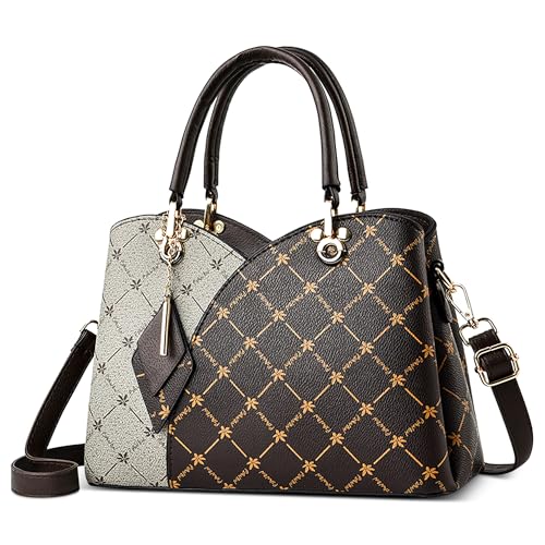 DORRISO Handtasche Damen Stilvoll Elegant Farbblock Design Schultertasche Praktisch Kuriertaschen mit Anhänger Umhängetasche Damen Reisen Urlaub Einkaufen PU Leder Beige DORRISO Handtasche Damen Stilvoll Elegant Farbblock Design Schultertasche Praktisch Kuriertaschen mit Anhänger Umhängetasche Damen Reisen Urlaub Einkaufen PU Leder Beige von DORRISO