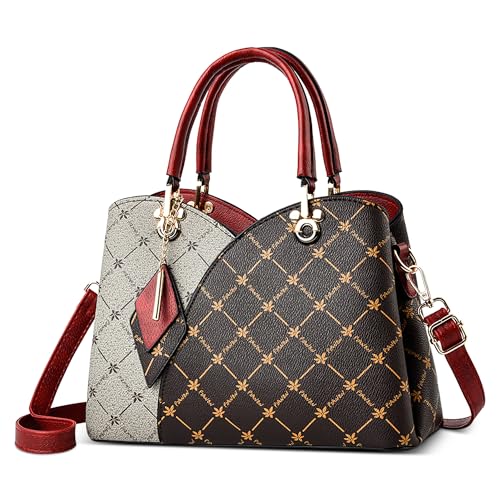 DORRISO Handtasche Damen Stilvoll Elegant Farbblock Design Schultertasche Praktisch Kuriertaschen mit Anhänger Umhängetasche Damen Reisen Urlaub Einkaufen PU Leder Rot DORRISO Handtasche Damen Stilvoll Elegant Farbblock Design Schultertasche Praktisch Kuriertaschen mit Anhänger Umhängetasche Damen Reisen Urlaub Einkaufen PU Leder Rot von DORRISO
