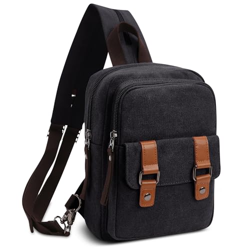 DORRISO Herren Rucksack Damen Klein Tagesrucksäcke Mode Brusttasche Sling Bag Leinwand Schultertaschen Kuriertasche Männer Sporttasche Casual Reise Schule Damen Rucksack Schwarz DORRISO Herren Rucksack Damen Klein Tagesrucksäcke Mode Brusttasche Sling Bag Leinwand Schultertaschen Kuriertasche Männer Sporttasche Casual Reise Schule Damen Rucksack Schwarz von DORRISO