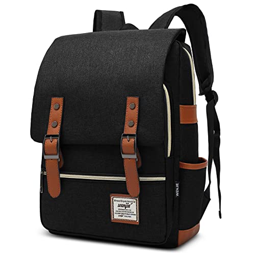 DORRISO Herren Rucksack Damen Tagesrucksäcke Mode Herren Leinwand Schultertaschen Grosse Kapazität Kuriertasche Männer Frauen Casual Reise Schule Schultertasche Rucksack Schwarz A von DORRISO