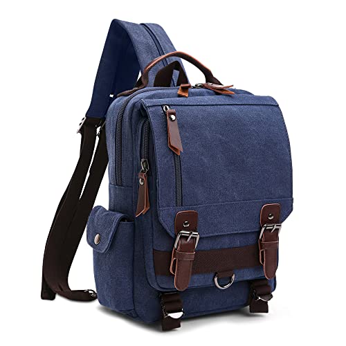 DORRISO Herren Rucksack Klein Tagesrucksäcke Mode Brusttasche Sling Bag Leinwand Schultertaschen Kuriertasche Männer Sporttasche Casual Reise Schule Schultertasche Rucksack Blau A DORRISO Herren Rucksack Klein Tagesrucksäcke Mode Brusttasche Sling Bag Leinwand Schultertaschen Kuriertasche Männer Sporttasche Casual Reise Schule Schultertasche Rucksack Blau A von DORRISO