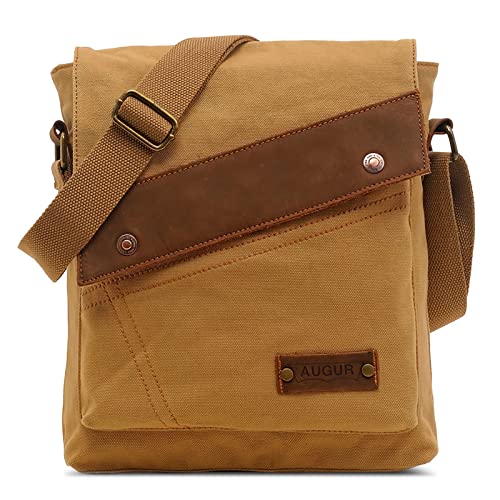 DORRISO Herren Umhängetasche Mode Leinwand Schultertasche Reise Schultertaschen Leicht Kuriertasche Casual Bequem Urlaub Camping Männer Kuriertasche Khaki von DORRISO