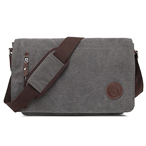 DORRISO Herren Umhängetasche Mode Leinwand Schultertasche Reise Schultertaschen für 15,6 Zoll Notebook Kuriertasche Casual Urlaub Camping Männer Kuriertasche Grau DORRISO Herren Umhängetasche Mode Leinwand Schultertasche Reise Schultertaschen für 15,6 Zoll Notebook Kuriertasche Casual Urlaub Camping Männer Kuriertasche Grau von DORRISO
