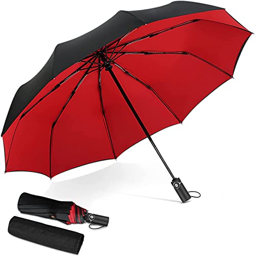 DORRISO Mode Automatik Regenschirm Herren Damen Windsicher Taschenschirm Leicht Stabiler Regenschutz Dauerhafte Verstärkte Sonnenschirm Groß Reise Regenschirm Rot DORRISO Mode Automatik Regenschirm Herren Damen Windsicher Taschenschirm Leicht Stabiler Regenschutz Dauerhafte Verstärkte Sonnenschirm Groß Reise Regenschirm Rot von DORRISO