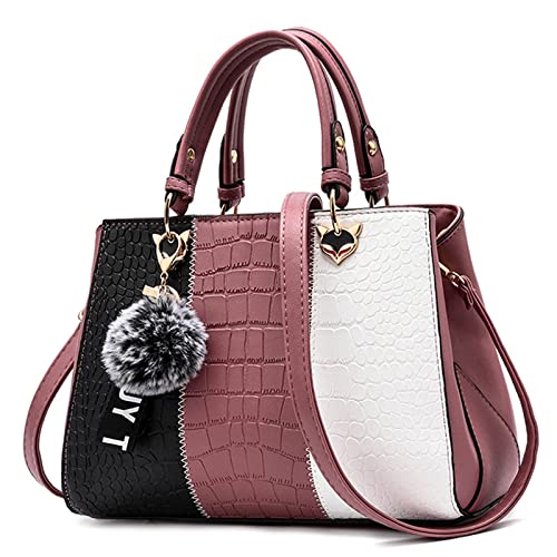 DORRISO Mode Damen Handtasche Niedliches Anhänger Umhängetasche 3 Farbkombinationen Design Handtasche Casual Reise Frauen PU Leder Umhängetasche Rosa von DORRISO