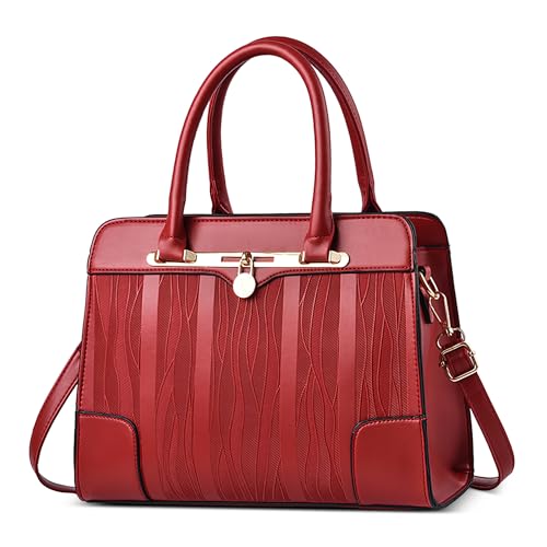 DORRISO Mode Damen Henkeltasche PU Leder Lässig Elegante Handtasche mit Mehreren Taschen Schultertasche für Reise Urlaub Business Nachmittagstee Einkaufen Damen Klassische Kuriertaschen Rot DORRISO Mode Damen Henkeltasche PU Leder Lässig Elegante Handtasche mit Mehreren Taschen Schultertasche für Reise Urlaub Business Nachmittagstee Einkaufen Damen Klassische Kuriertaschen Rot von DORRISO